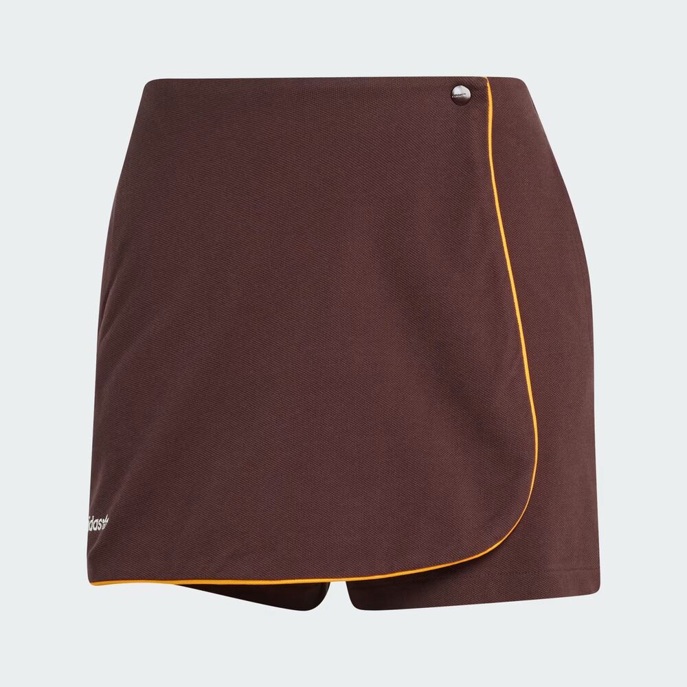 Adidas Brown Faux Wrap Skort Shadow Brown 80s Retro Sporty Y2K Fall grungecore